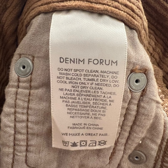 Denim Forum Aritzia Brown Corduroy Pants Size 25 Womens Yoko High Rise Slim 28L - Picture 15 of 16
